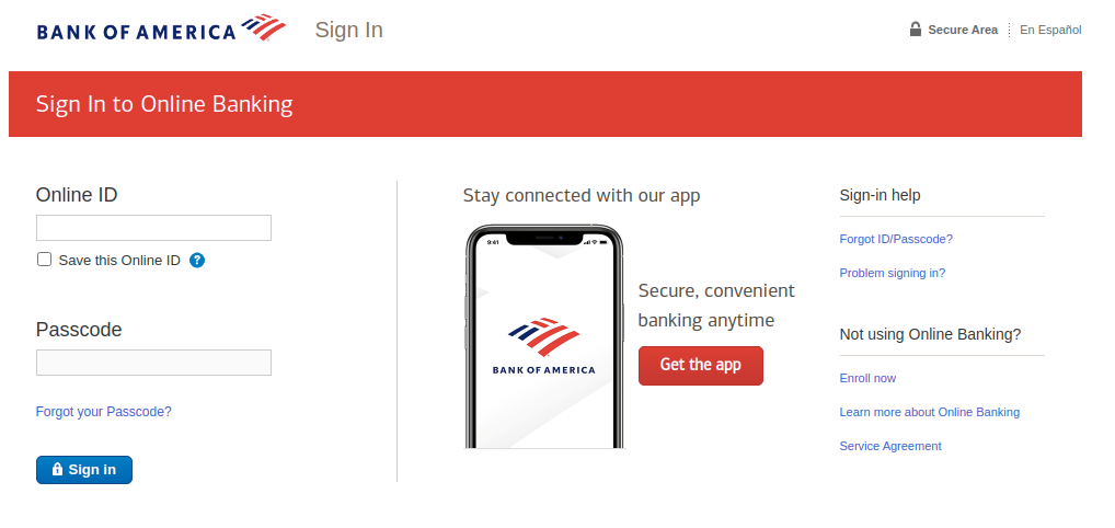 Bank of America Online Banking Sign In