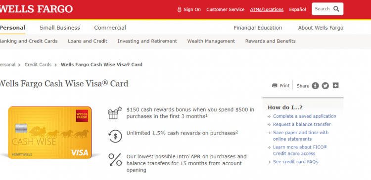 Wells Fargo Cash Wise Visa Credit Card Apply