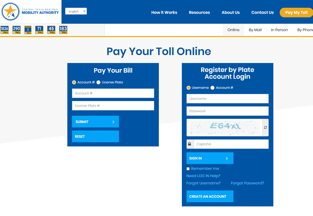 pay your Central Texas Regional Highway Toll