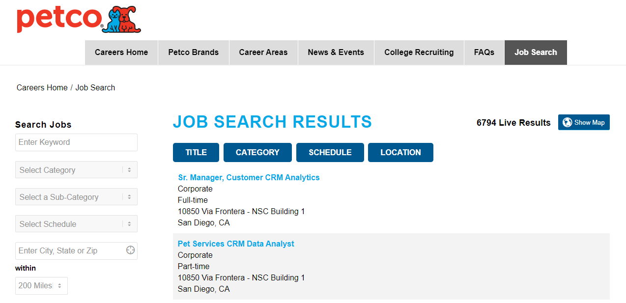 Petco Careers Job Search