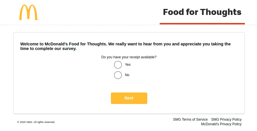 McDonalds Food for Thoughts Survey