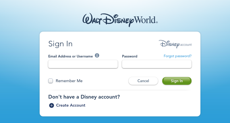 Walt Disney World Resort Login